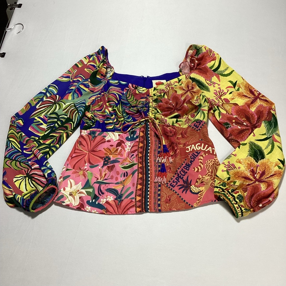 FARM Rio Multicolor Tropical Floral Long-Sleeve Blouse - Picture 4 of 13
